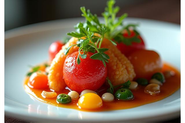 Gourmet-annos kauniisti aseteltuna luonnonvalossa